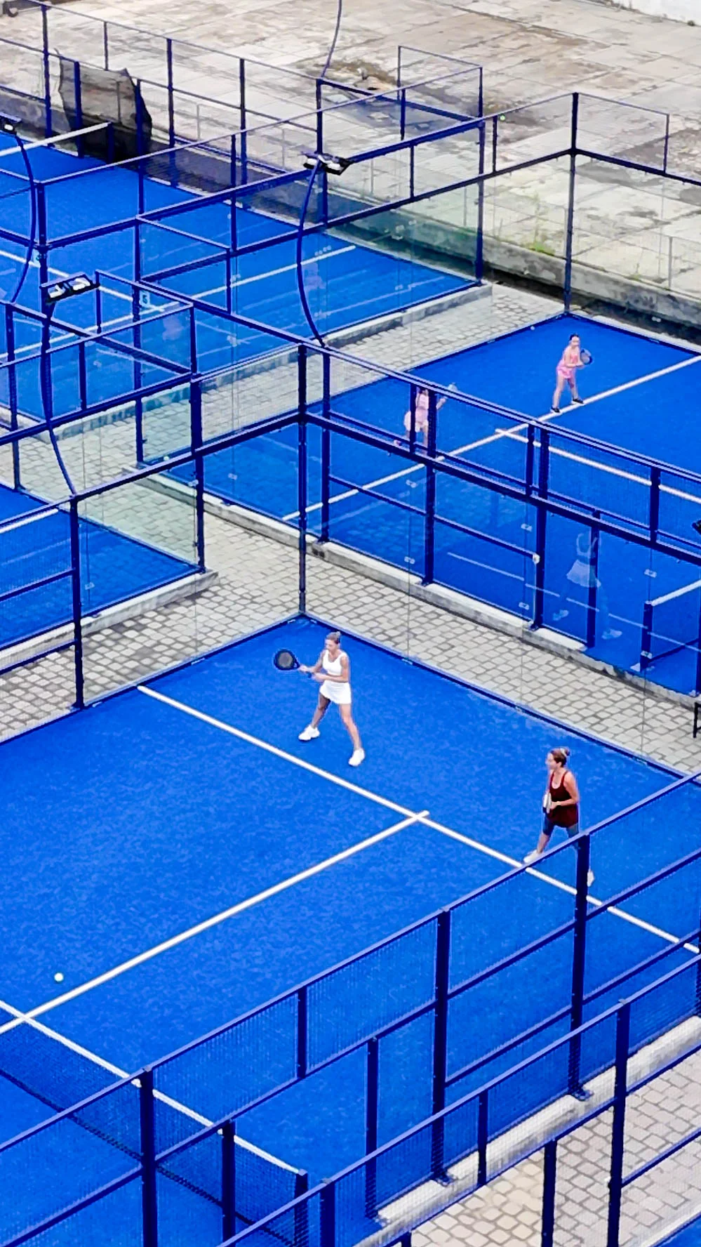 Padel courts at an angle