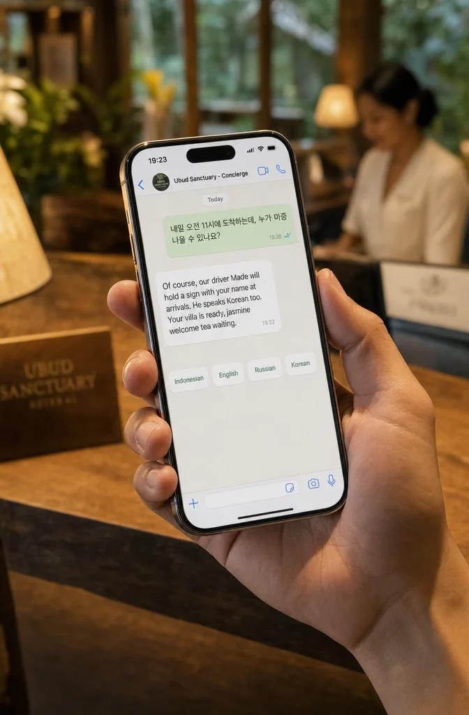 Multilingual wellness concierge replying on WhatsApp